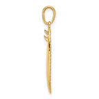 14K and White Rhodium D/C 3D Surfboard Pendant