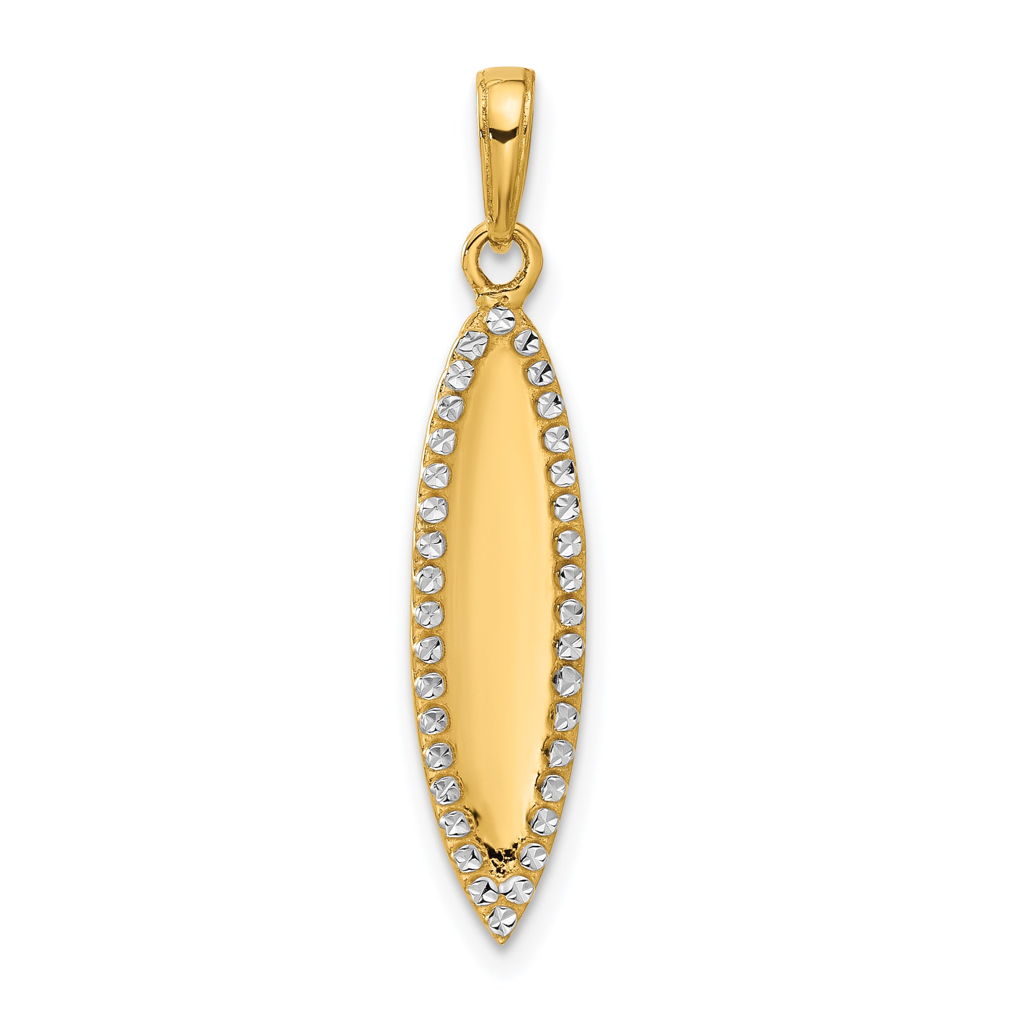 14K and White Rhodium D/C 3D Surfboard Pendant Main image