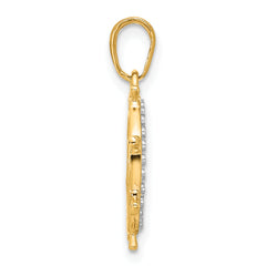 14k and White Rhodium D/C Ship's Wheel Pendant
