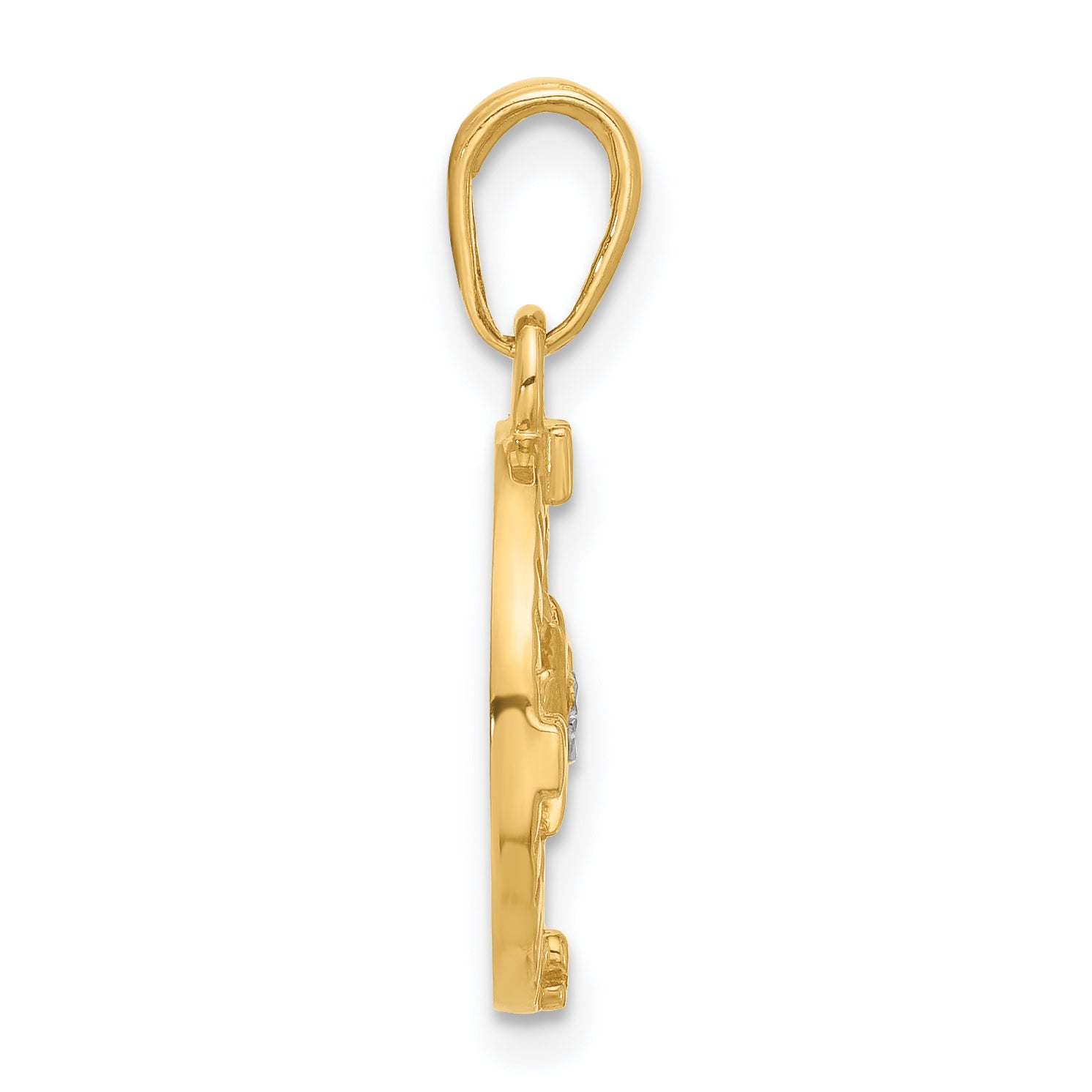 14k and White Rhodium D/C Compass Pendant Secondary image
