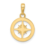 14k and White Rhodium D/C Compass Pendant