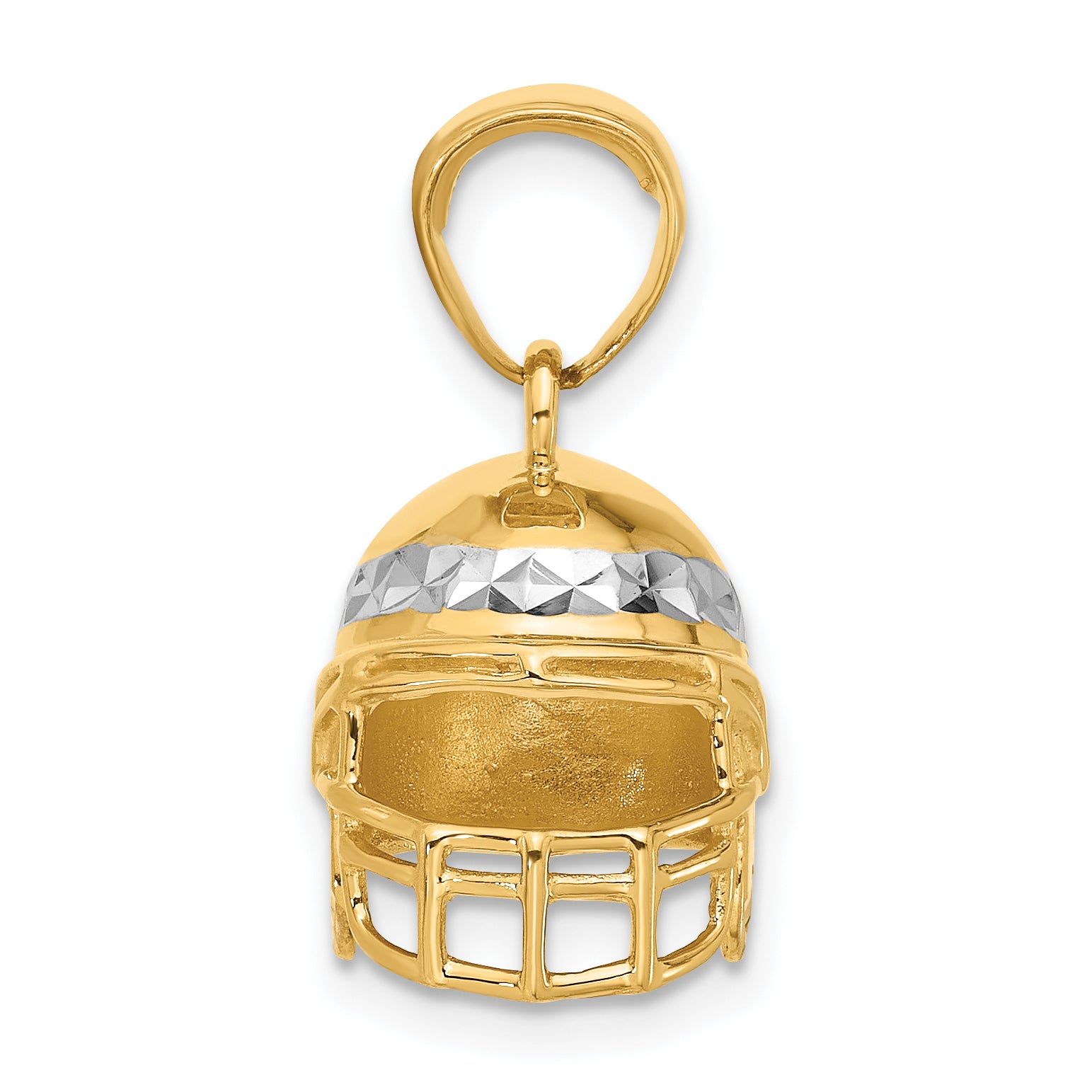 Football Helmet Pendant in 14K Yellow Gold, 21mm Diamond-Cut Secondary image
