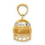 14k and White Rhodium Diamond-cut 3-D Football Helmet Pendant