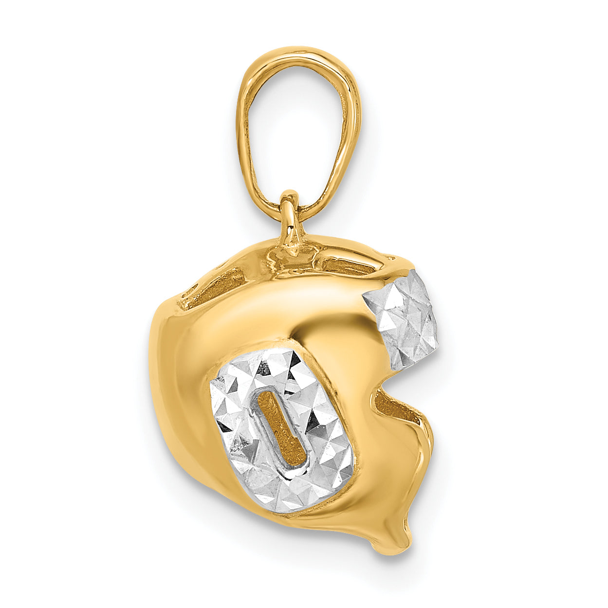 Wrestling Helmet Pendant in 14K Yellow Gold, 18mm Diamond-Cut Secondary image