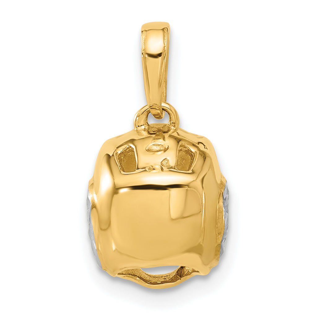 Wrestling Helmet Pendant in 14K Yellow Gold, 18mm Diamond-Cut - Sophia Jewelers