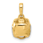 Wrestling Helmet Pendant in 14K Yellow Gold, 18mm Diamond-Cut - Sophia Jewelers