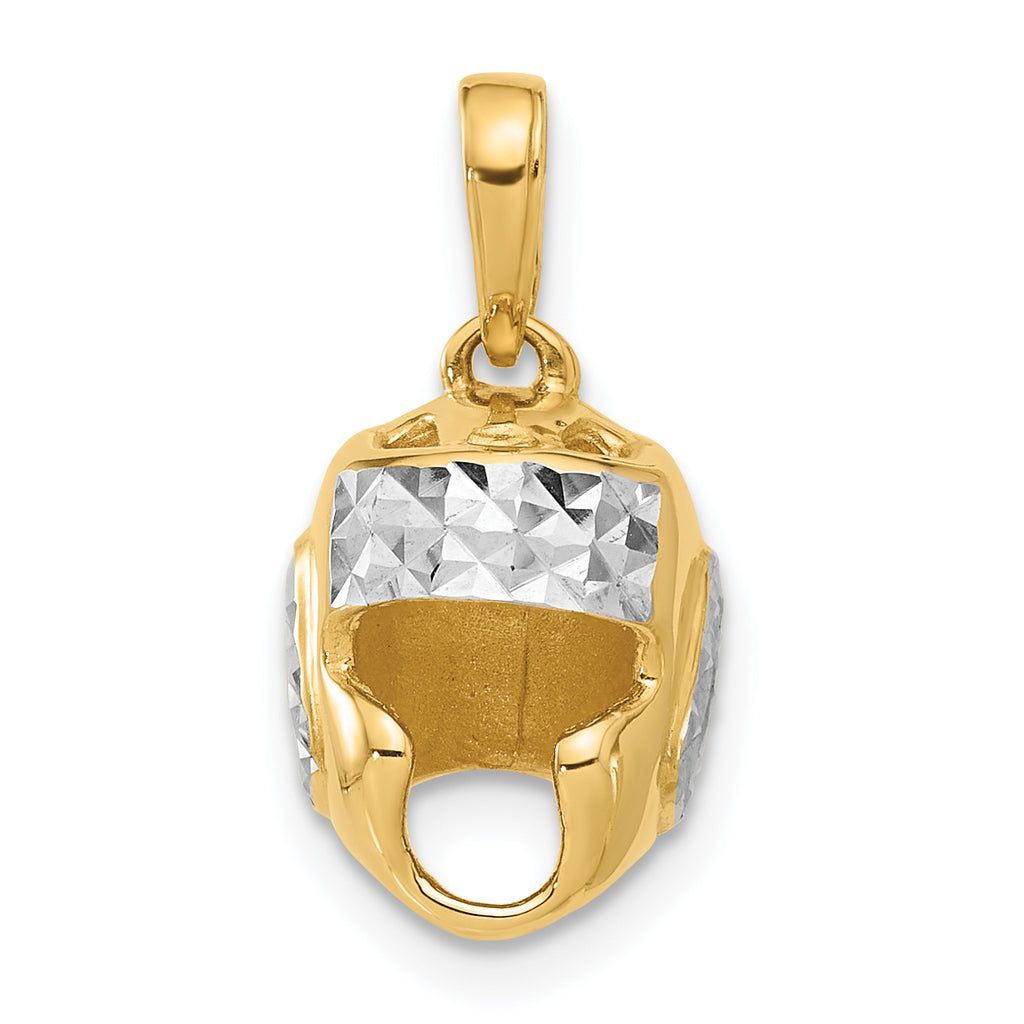 Wrestling Helmet Pendant in 14K Yellow Gold, 18mm Diamond-Cut - Sophia Jewelers