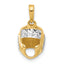 Wrestling Helmet Pendant in 14K Yellow Gold, 18mm Diamond-Cut - Sophia Jewelers