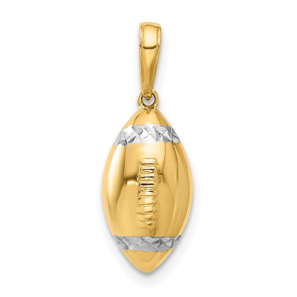 Football Pendant in 14K Two-Tone Gold, 22mm Diamond-Cut - Sophia Jewelers Main image