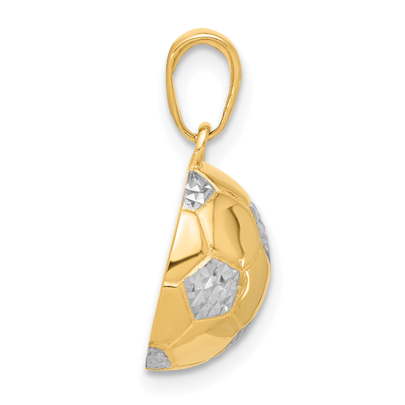 Soccer Ball Pendant in 14K Two-Tone Gold, 20mm Diamond-Cut Secondary image