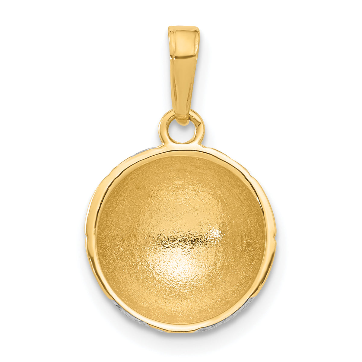 14K and White Rhodium Diamond-cut Domed Soccer Ball Pendant