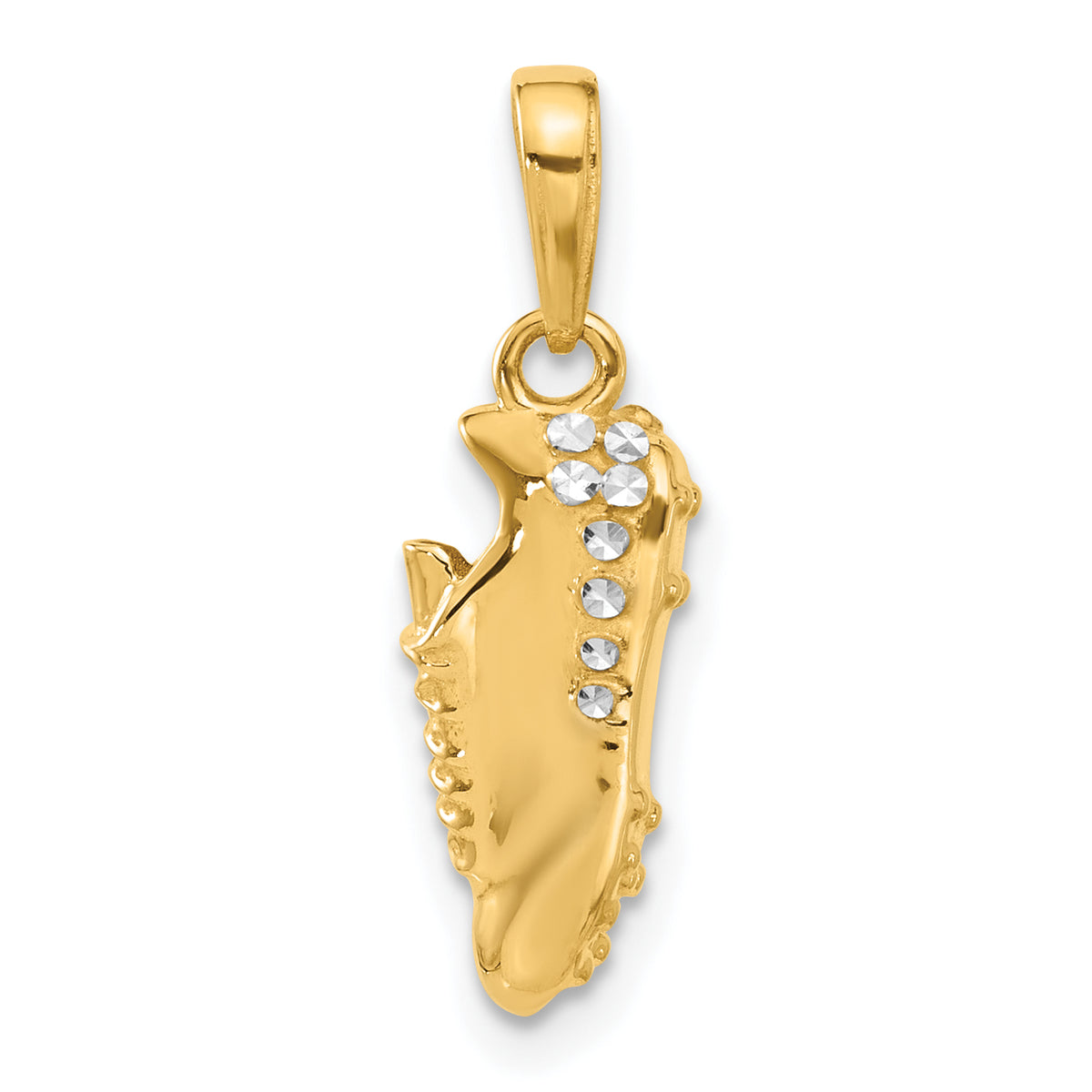 14k and White Rhodium Diamond-cut Soccer Cleat Pendant