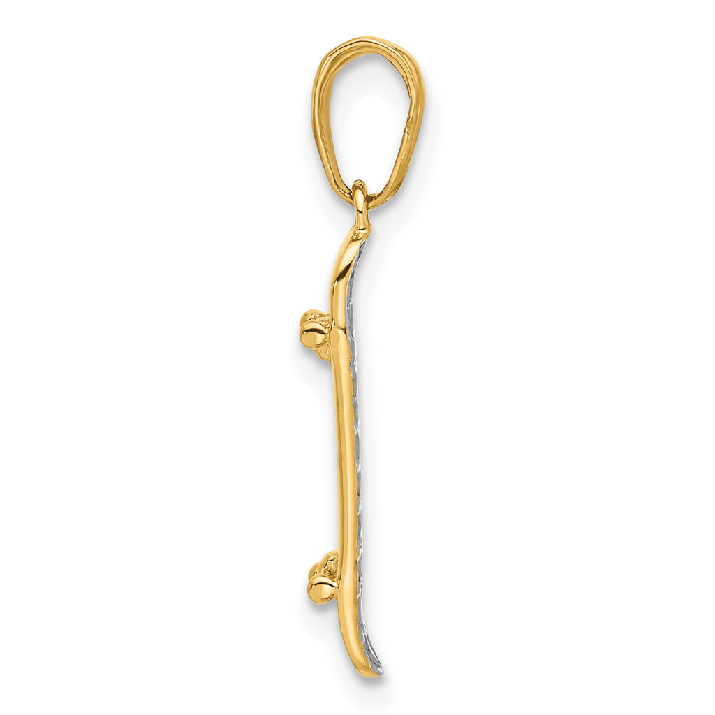 Skateboard Pendant in 14K Two-Tone Gold, 26mm Diamond-Cut - Sophia Jewelers