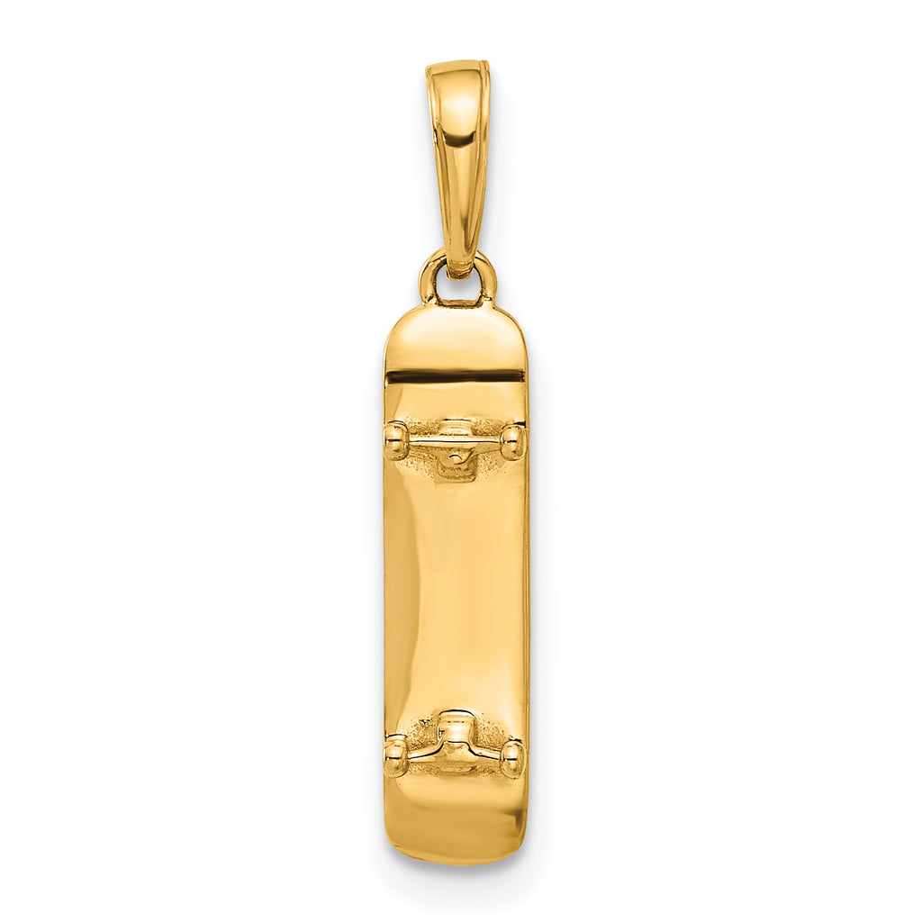 Skateboard Pendant in 14K Two-Tone Gold, 26mm Diamond-Cut - Sophia Jewelers