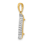 Skateboard Pendant in 14K Two-Tone Gold, 26mm Diamond-Cut - Sophia Jewelers