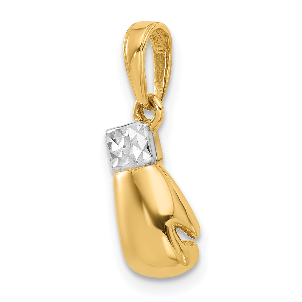 14k and White Rhodium Diamond-cut Boxing Glove Pendant