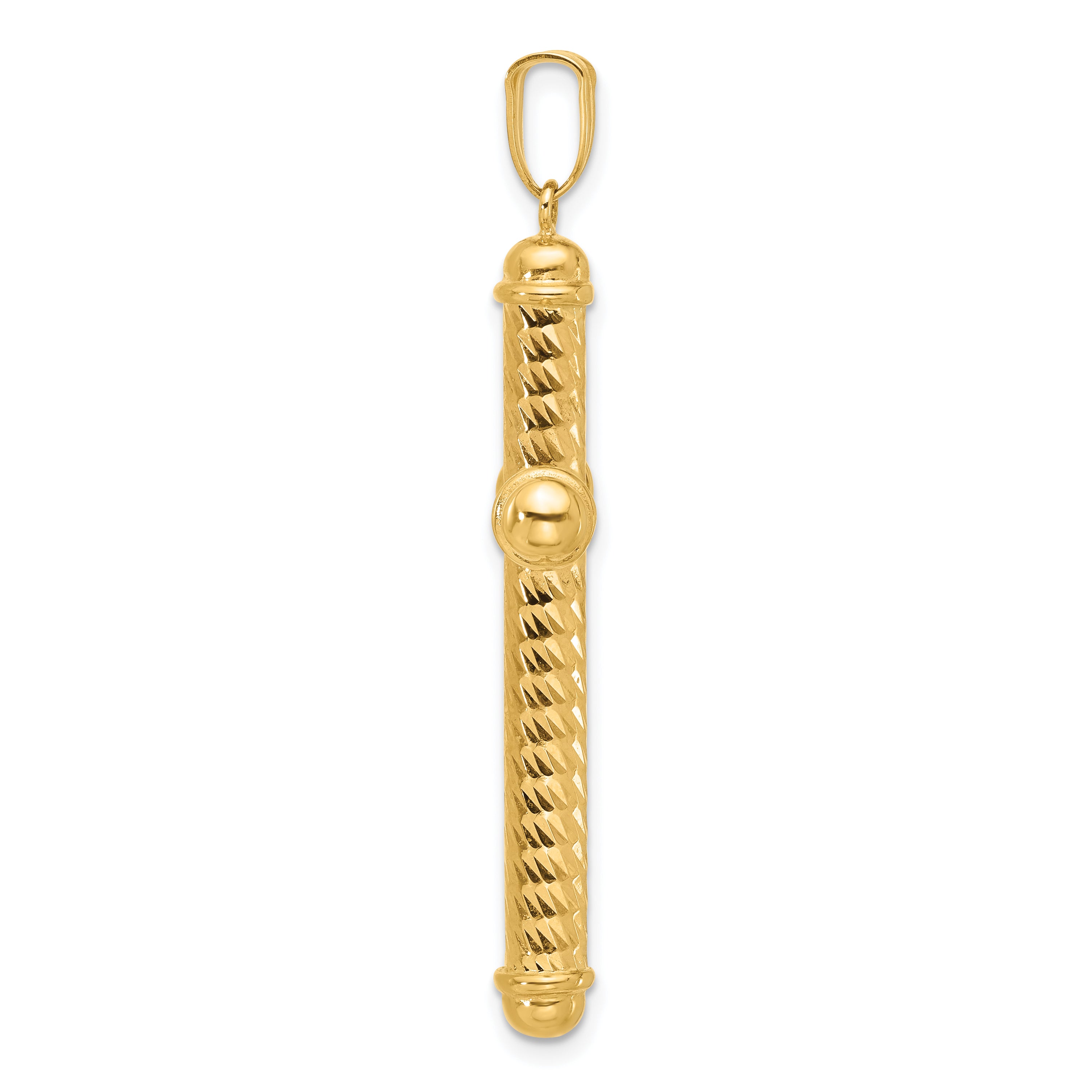 14K Polished and Diamond-cut Cross Pendant Secondary image