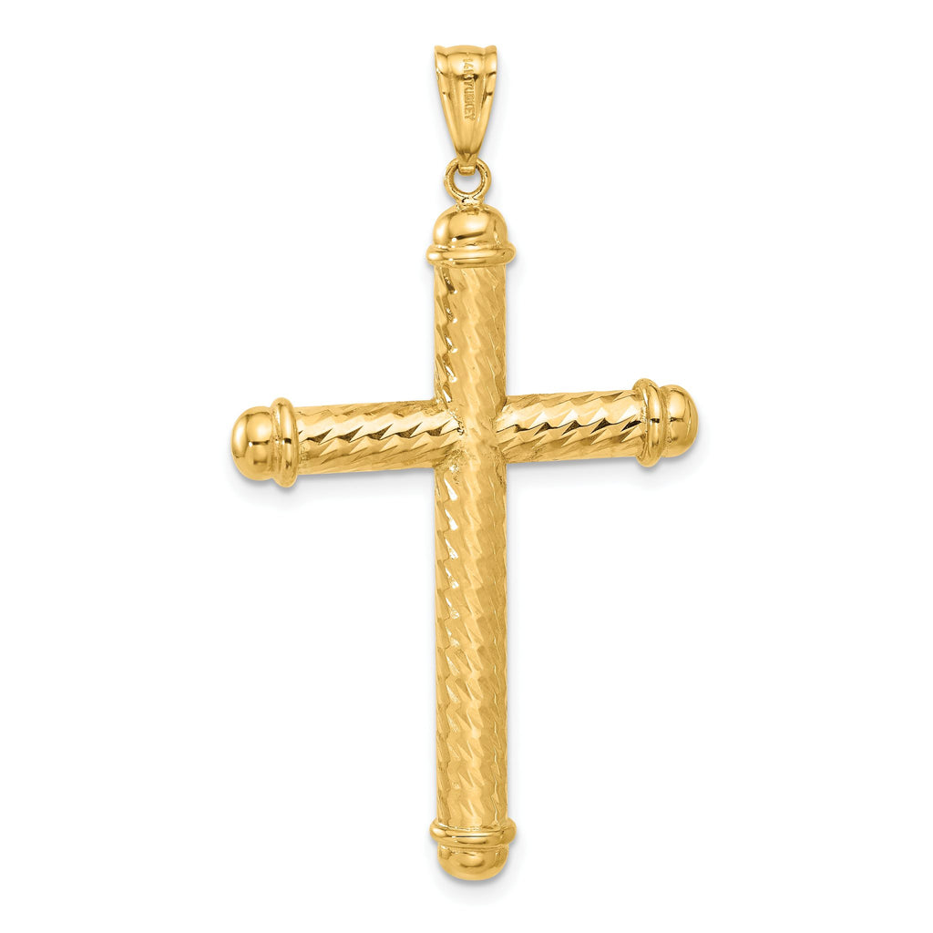 Cross Pendant in 14K Yellow Gold, 49mm Diamond-Cut - Sophia Jewelers