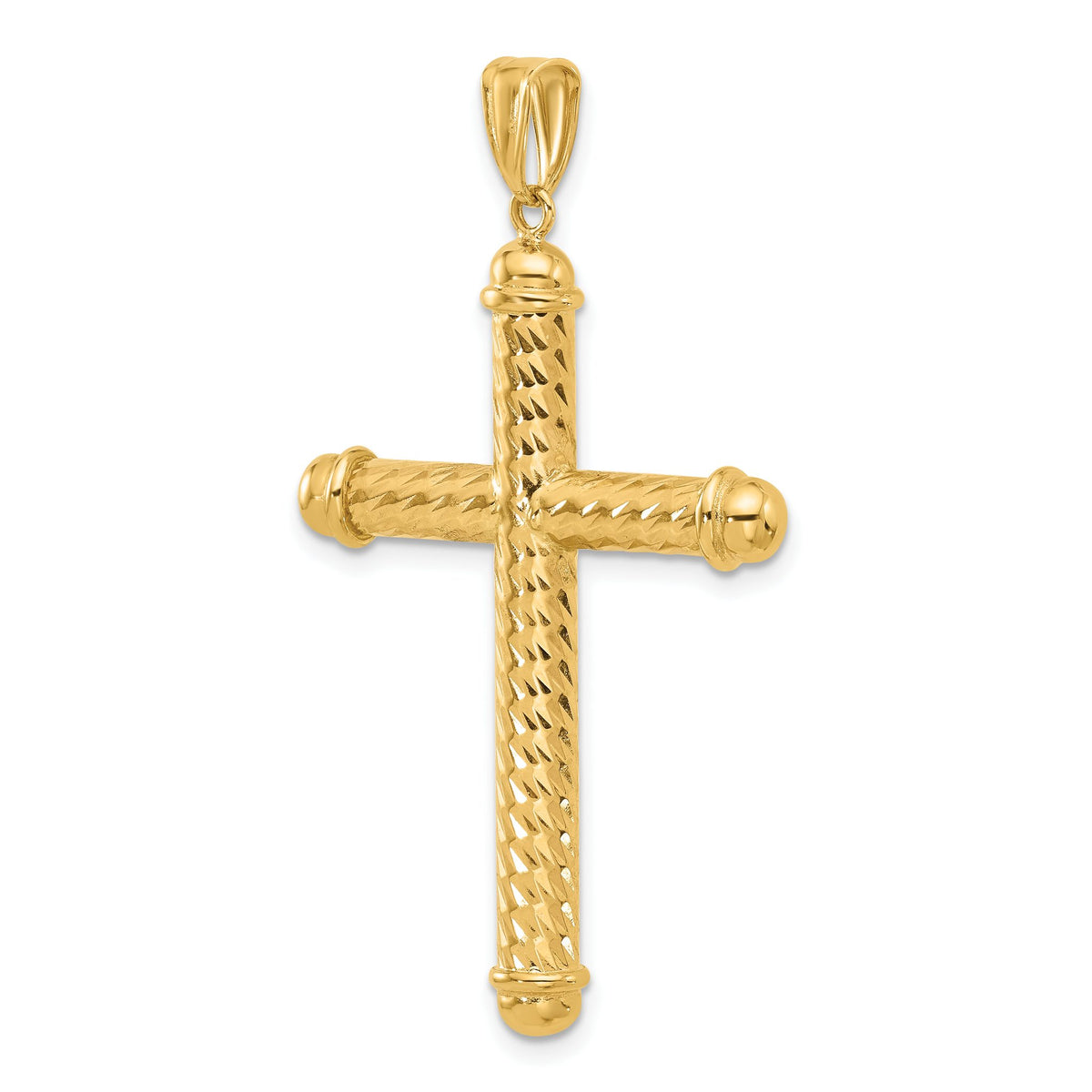 Cross Pendant in 14K Yellow Gold, 49mm Diamond-Cut - Sophia Jewelers