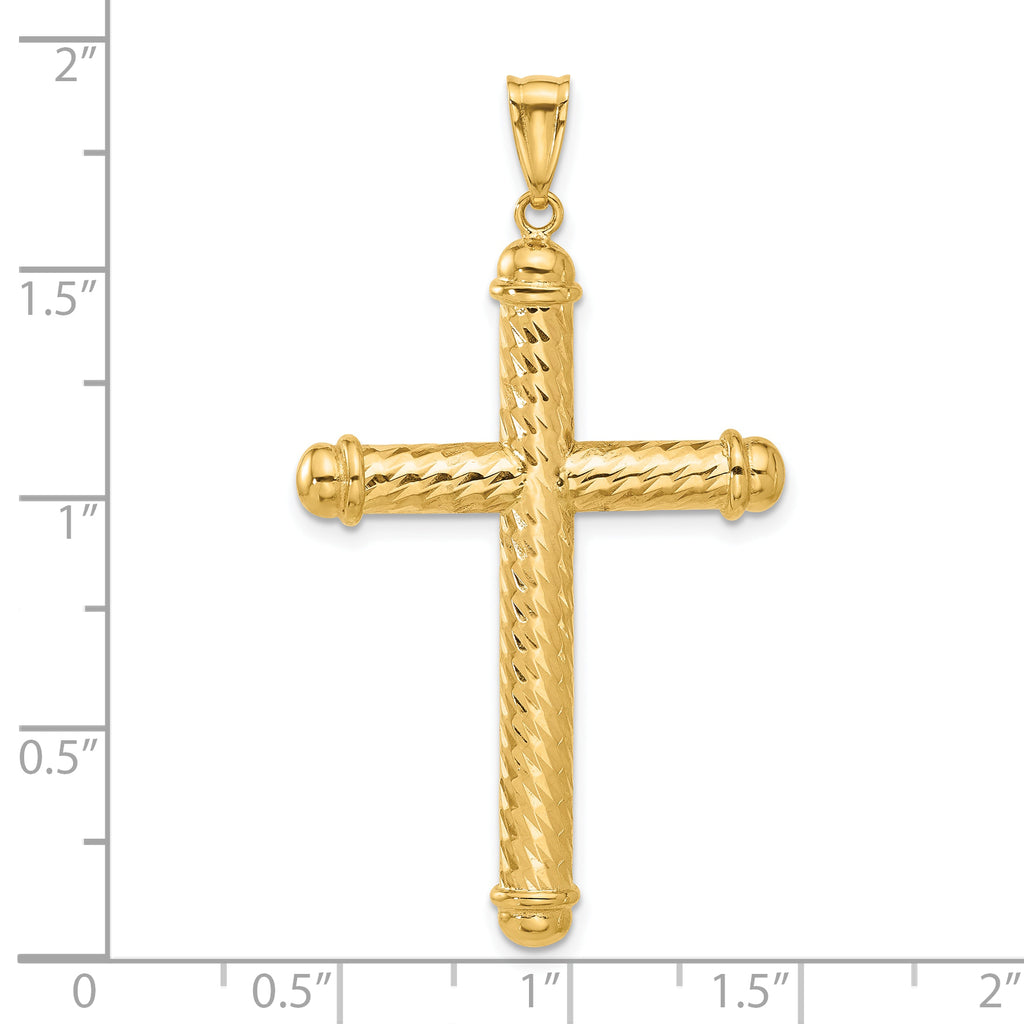 Cross Pendant in 14K Yellow Gold, 49mm Diamond-Cut - Sophia Jewelers