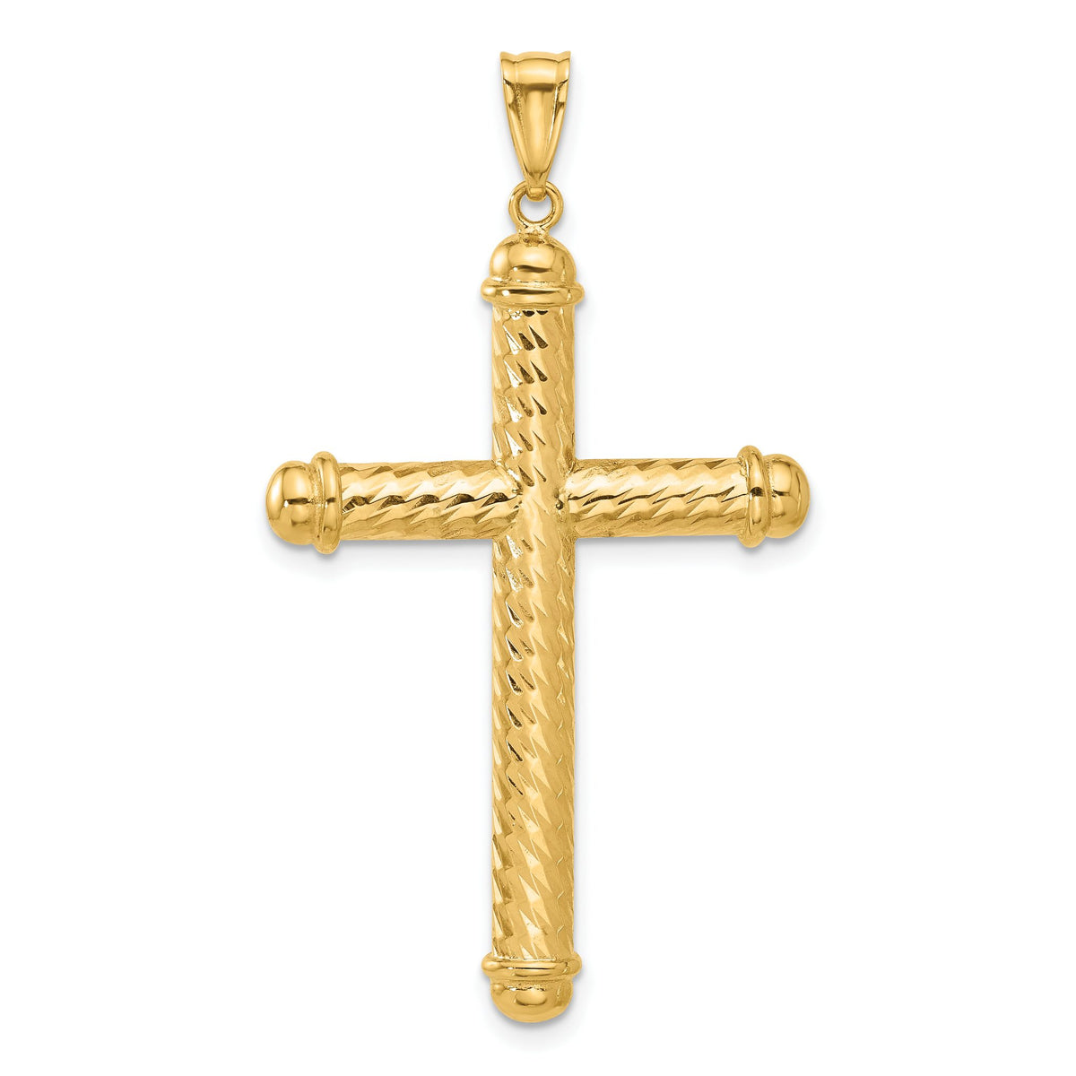 Cross Pendant in 14K Yellow Gold, 49mm Diamond-Cut - Sophia Jewelers Main image