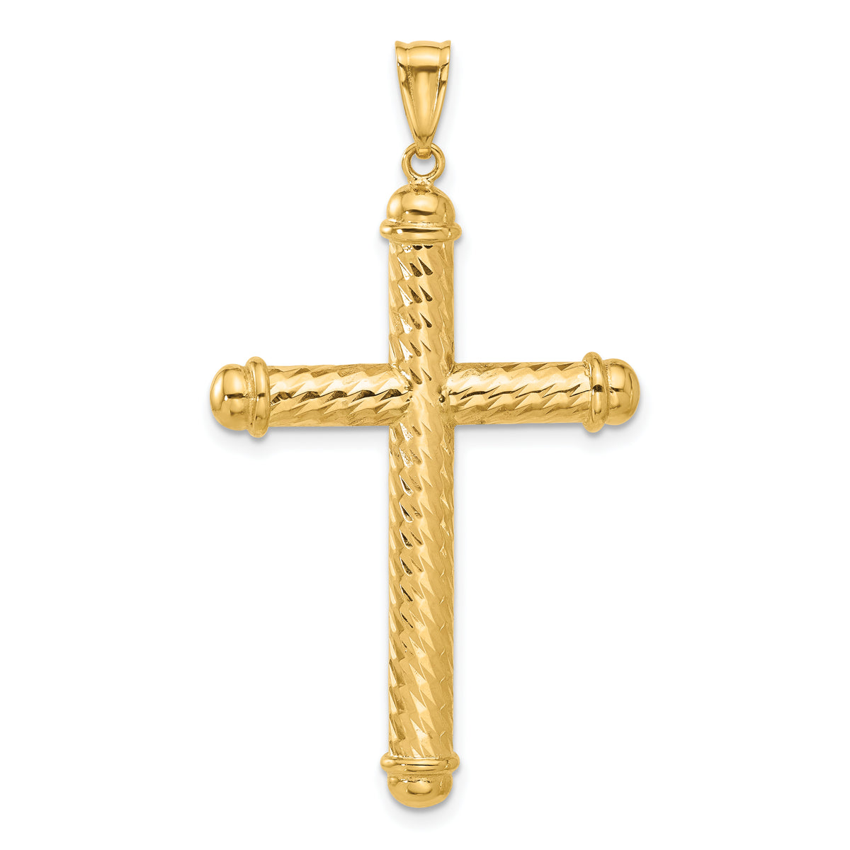 14K Polished and Diamond-cut Cross Pendant Main image