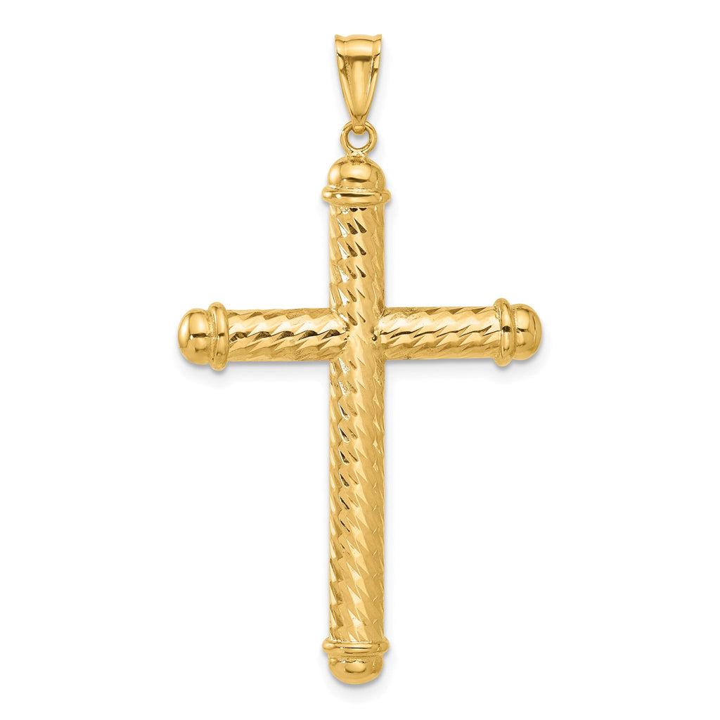Cross Pendant in 14K Yellow Gold, 49mm Diamond-Cut - Sophia Jewelers