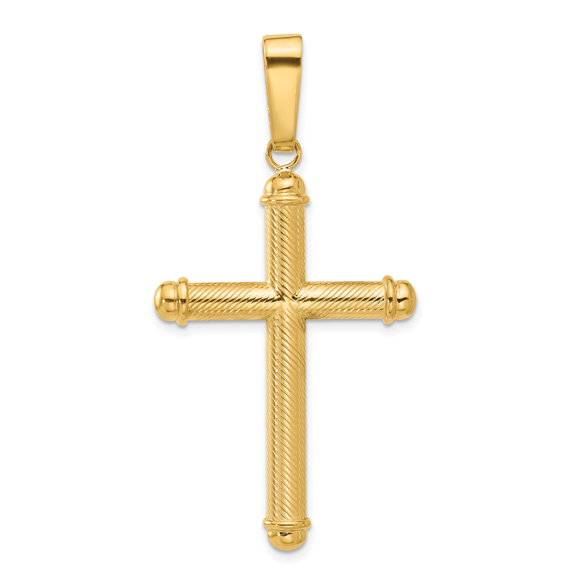 14K Polished and Textured Cross Pendant Main image