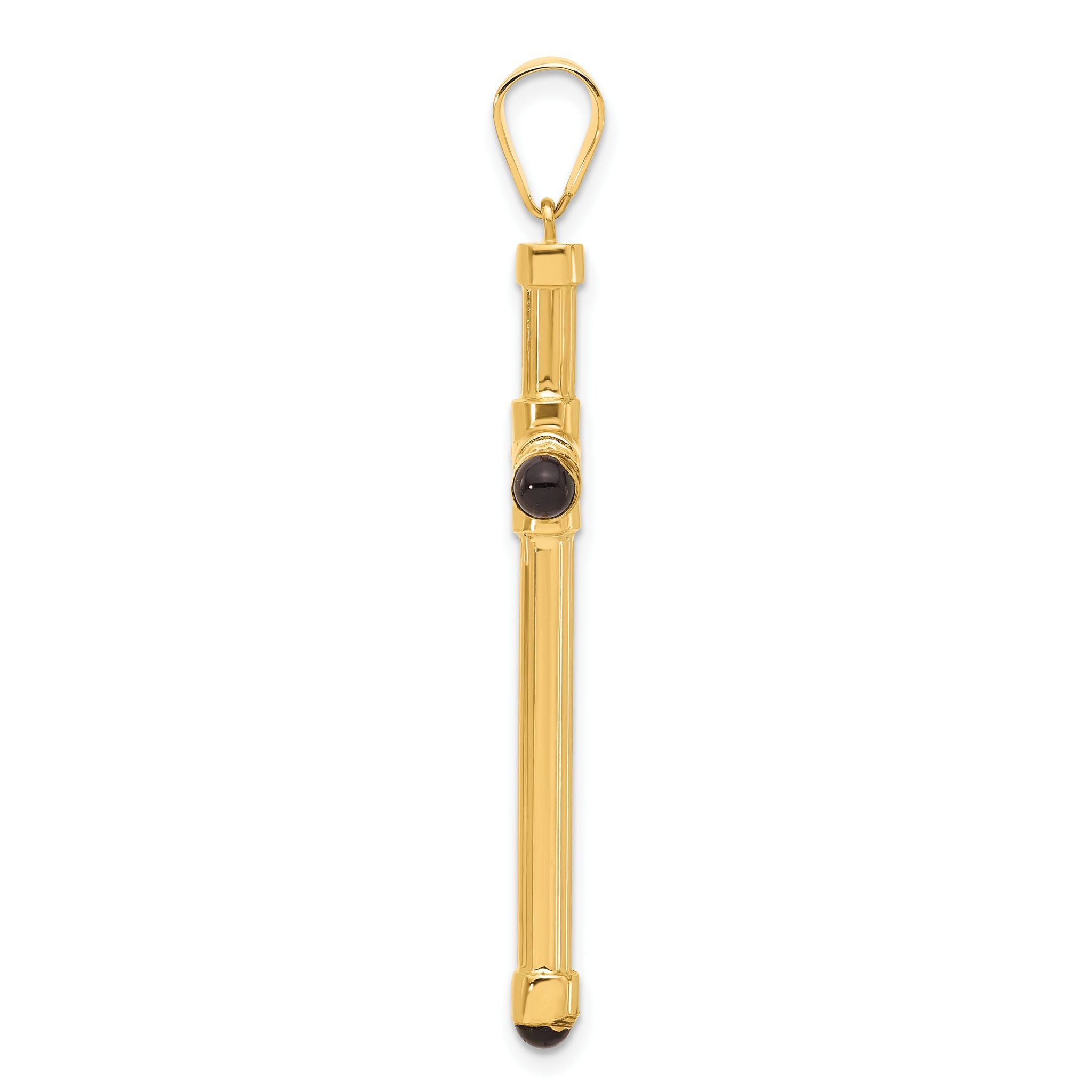 Black Onyx Cross Pendant in 14K Yellow Gold, 50mm Textured Secondary image