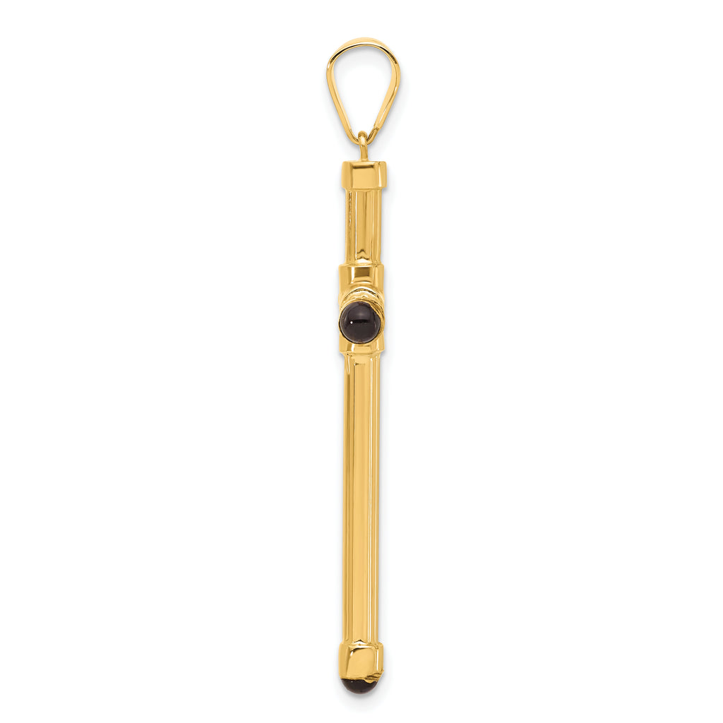 14K Polished with Black Onyx Cross Pendant