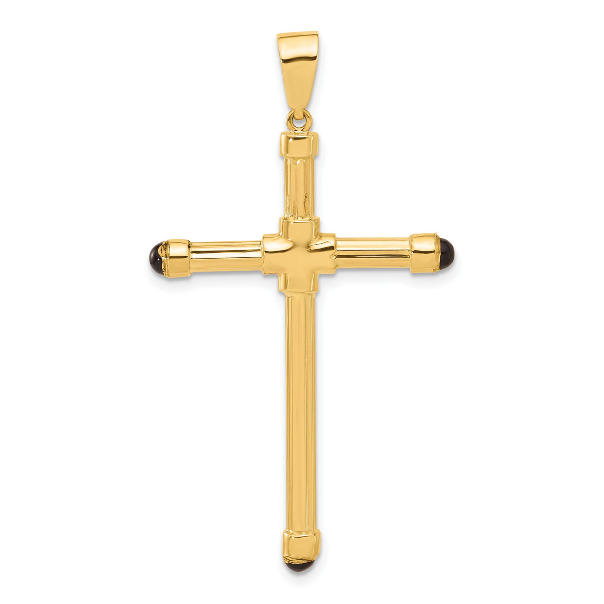 Black Onyx Cross Pendant in 14K Yellow Gold, 50mm Textured - Sophia Jewelers Main image