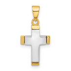 14K Two-tone Polished Cross Pendant