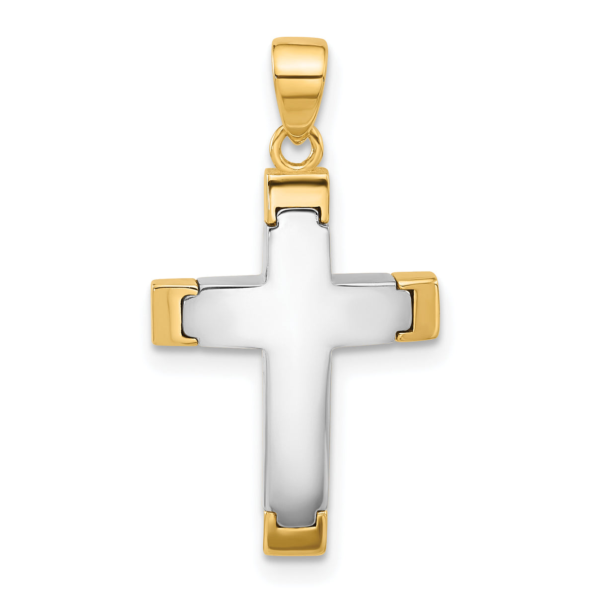 14K Two-tone Polished Cross Pendant Main image