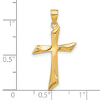 14K Polished Angled Cross Pendant