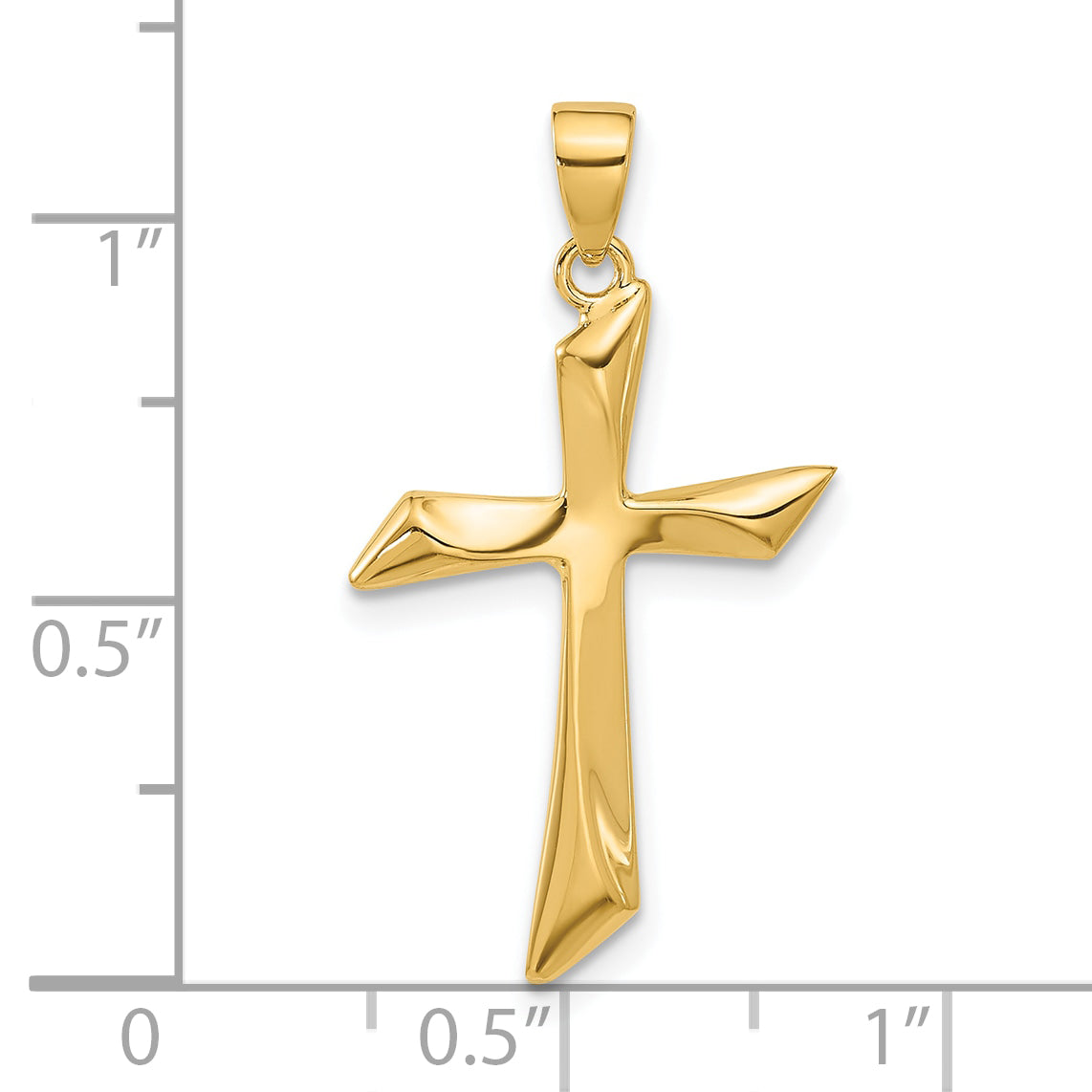 14K Polished Angled Cross Pendant
