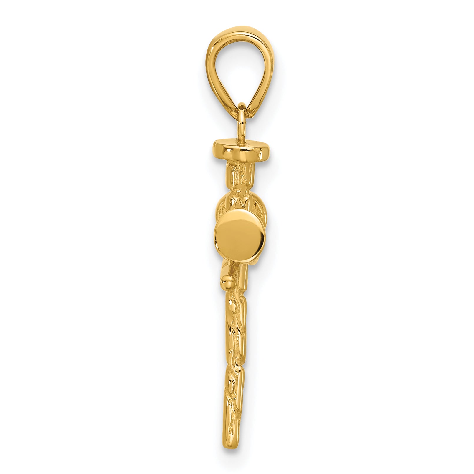 14K Polished and Textured Nails Cross Pendant Secondary image
