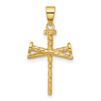 14K Polished and Textured Nails Cross Pendant