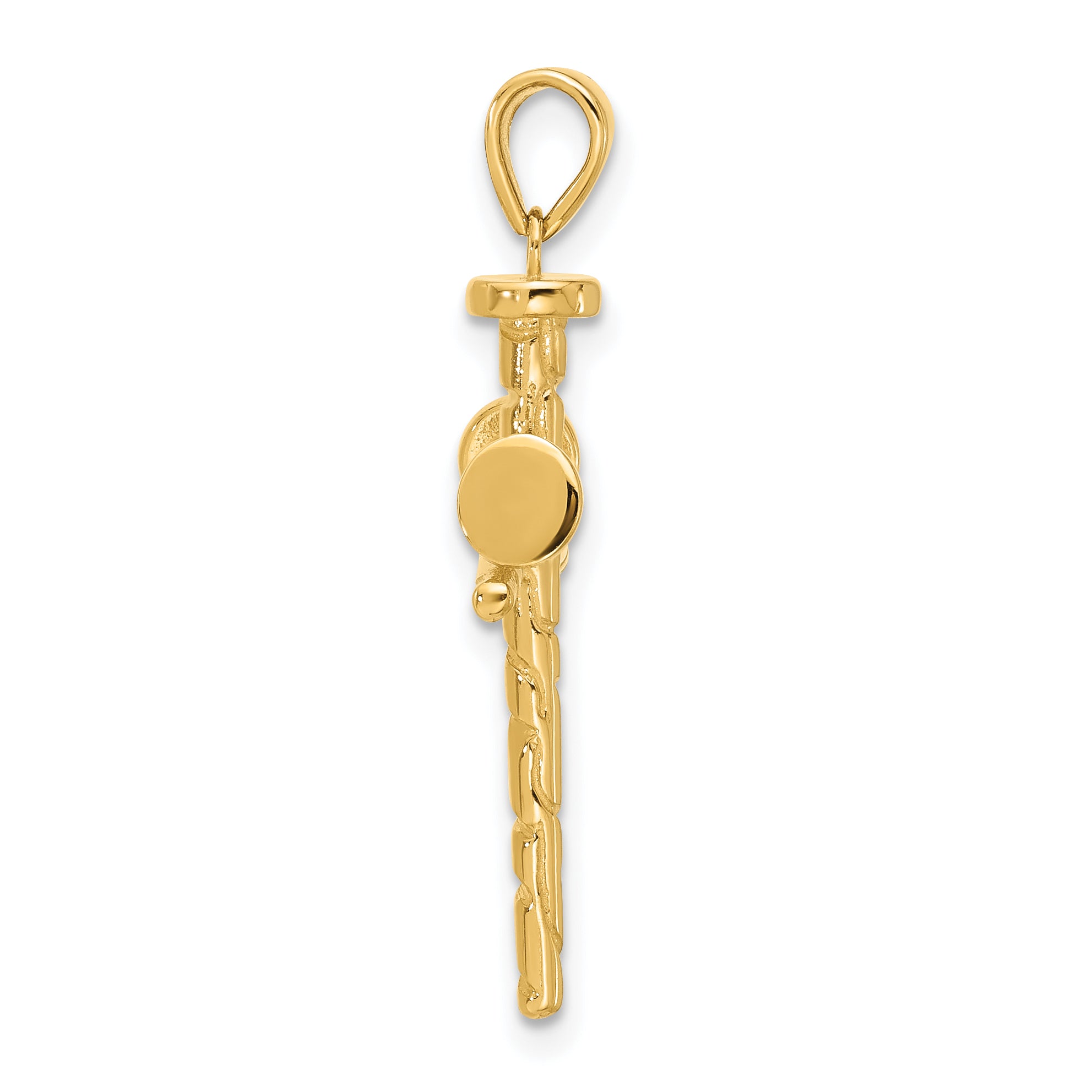 14K Polished and Textured Nails Cross Pendant Secondary image