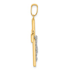 14K Two-tone Polished and Textured Crucifix Pendant
