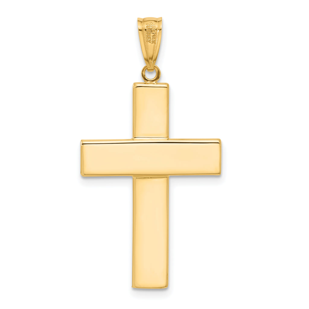 14K Two-tone Polished and Textured Crucifix Pendant