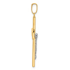 14K Two-tone Polished and Textured Crucifix Pendant