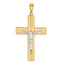 14K Two-tone Polished and Textured Crucifix Pendant