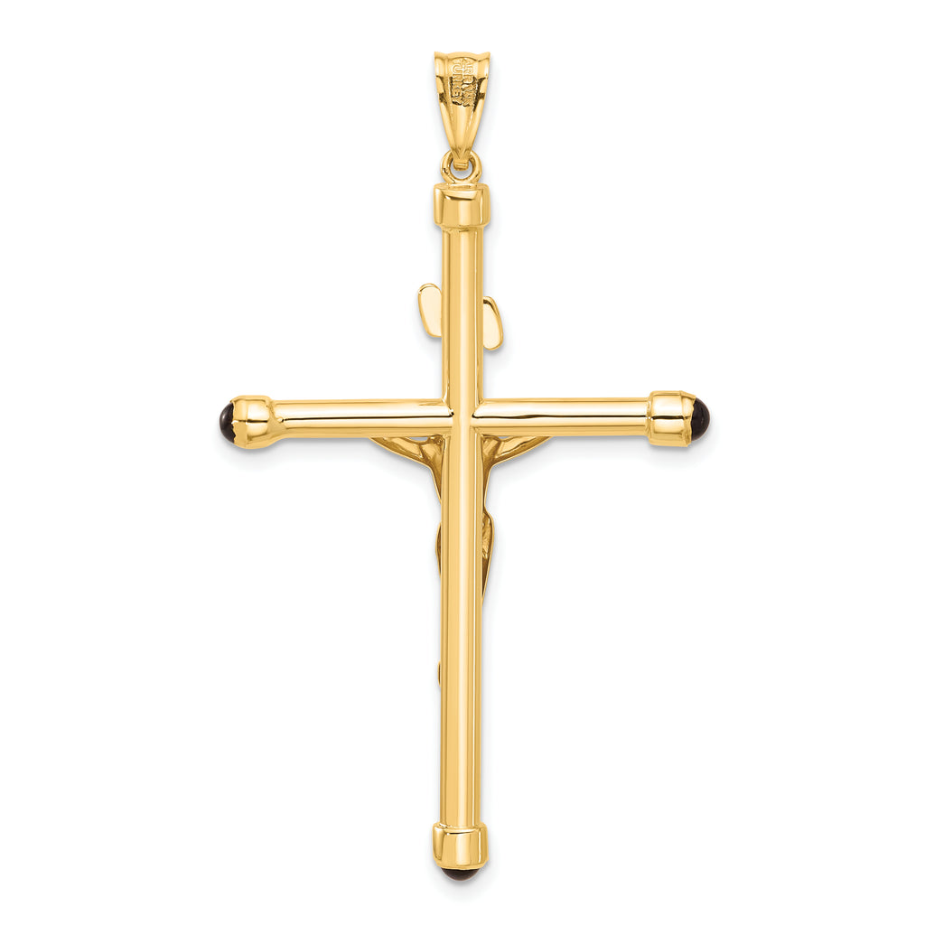 14K Polished Crucifix with Onyx Tips Pendant
