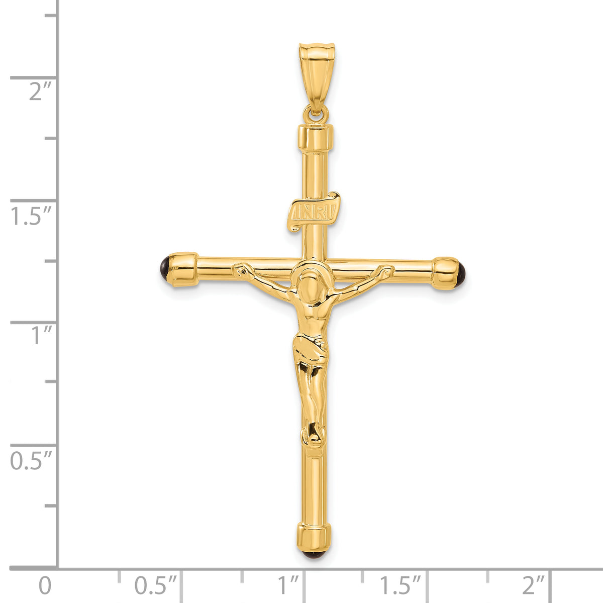 14K Polished Crucifix with Onyx Tips Pendant