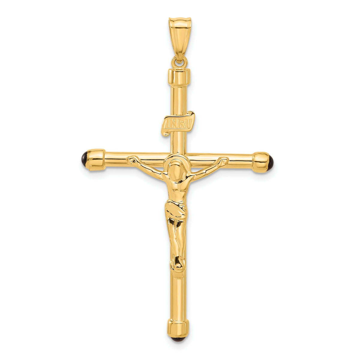 Crucifix Pendant in 14K Yellow Gold with Onyx Tips, 54mm - Sophia Jewelers Main image