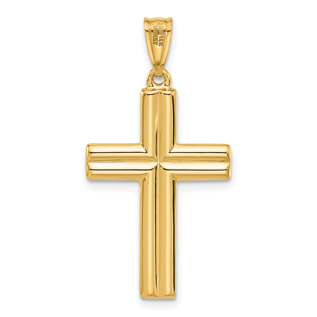 14K Two-tone Polished and Textured Crucifix Pendant