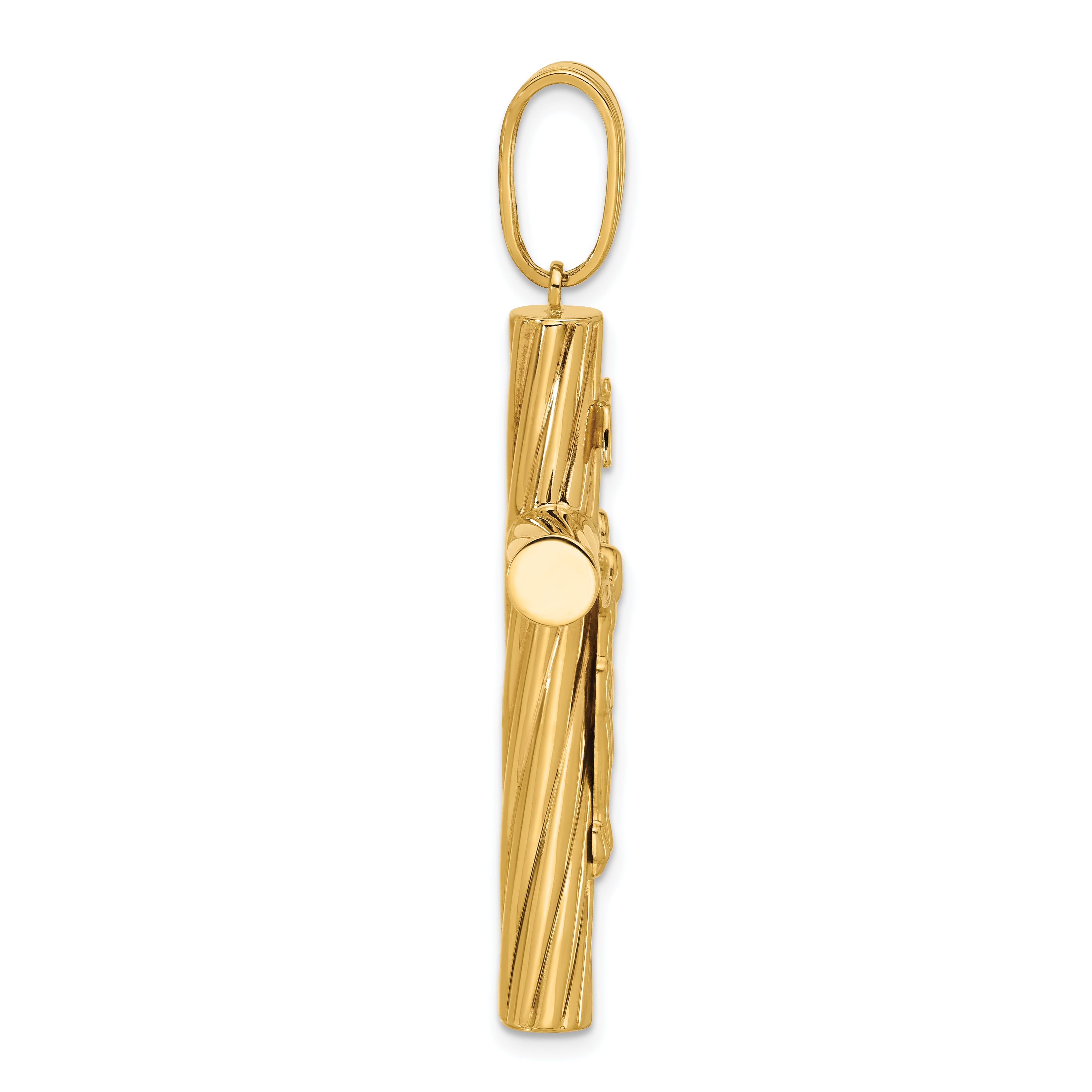 14K Polished and Textured Crucifix Pendant Secondary image