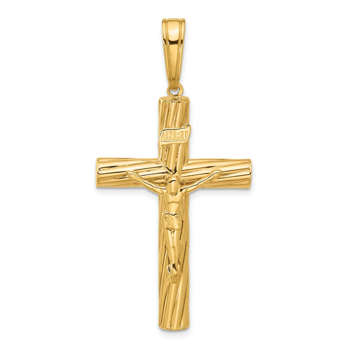 Crucifix Pendant in 14K Yellow Gold, 52mm Textured - Sophia Jewelers Main image