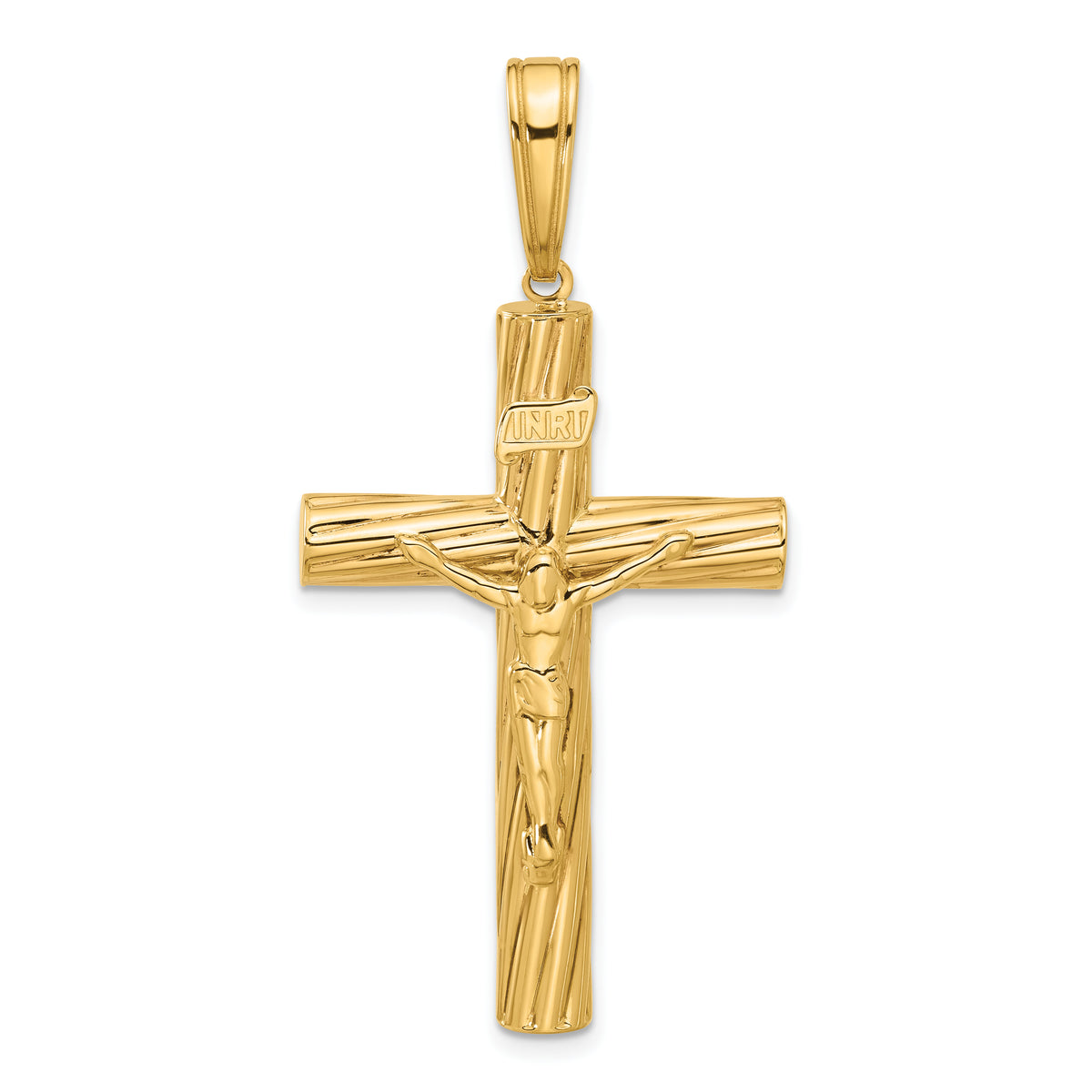 14K Polished and Textured Crucifix Pendant Main image