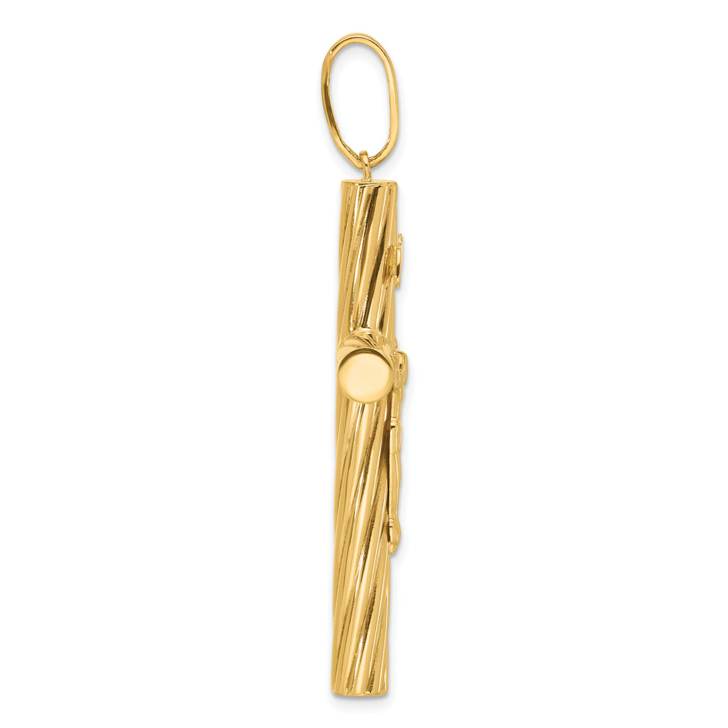 14K Yellow Gold Polished Textured Crucifix Pendant